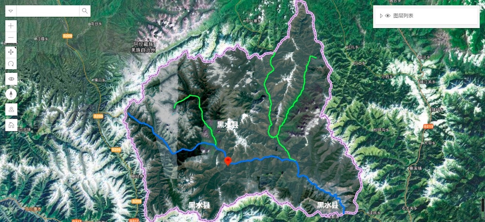 遙感影像顯示，黑水境內(nèi)山高谷深。.jpg